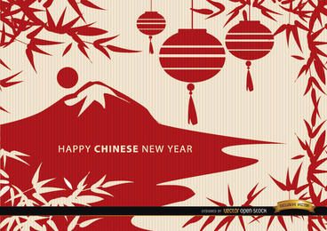Chinese New Year landscape draw wallpaper Chinese New Year landscape draw wallpaper