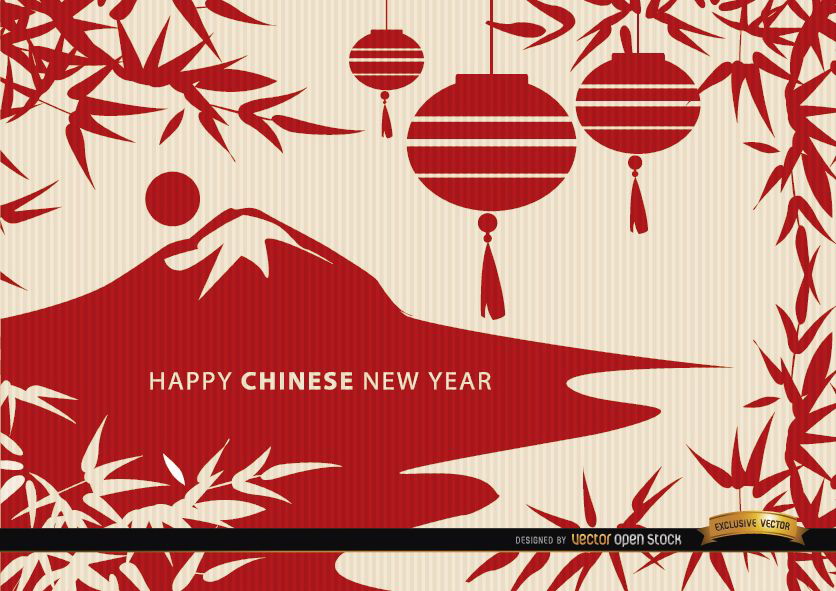 Chinese New Year landscape draw wallpaper