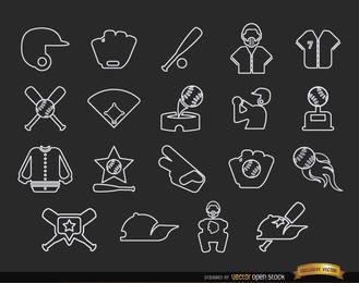Pacote de 20 ícones de tacadas de beisebol