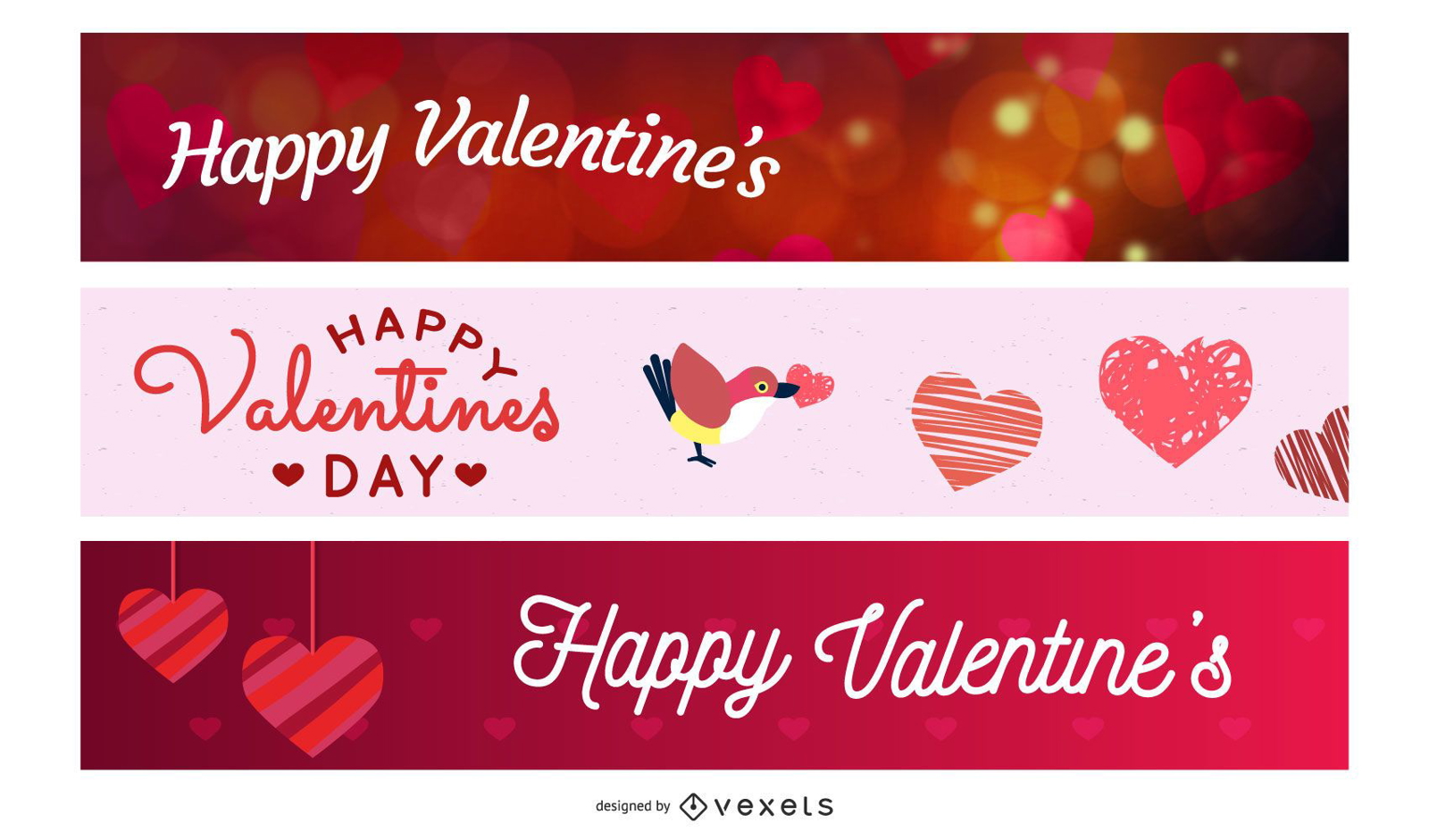 Funky & Modern 3 Valentine Banners