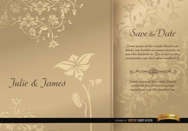 Goldene Blumenärmelhochzeitskarte