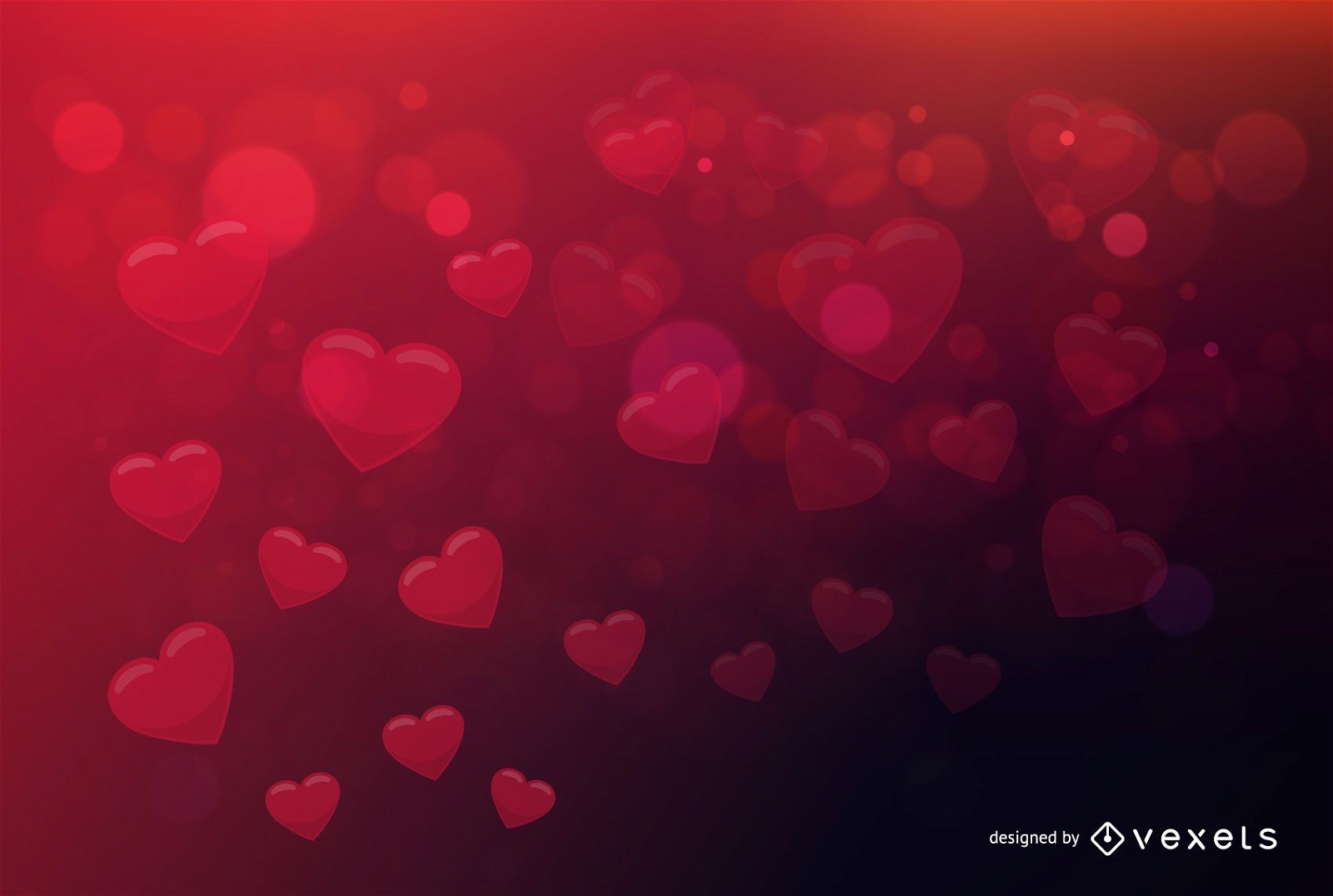 Fluorescent Bokeh Hearts Valentine Background