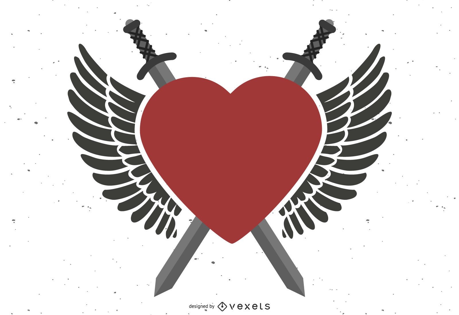 Mighted Winged Heart Crossed Swords