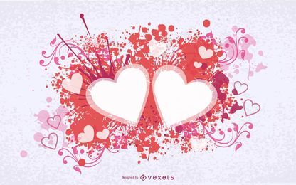 Splashed Swirls Hearts Valentine Card