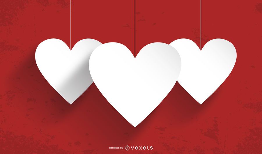 Hanging Paper Cut Hearts Grunge Background Hanging Paper Cut Hearts Grunge Background