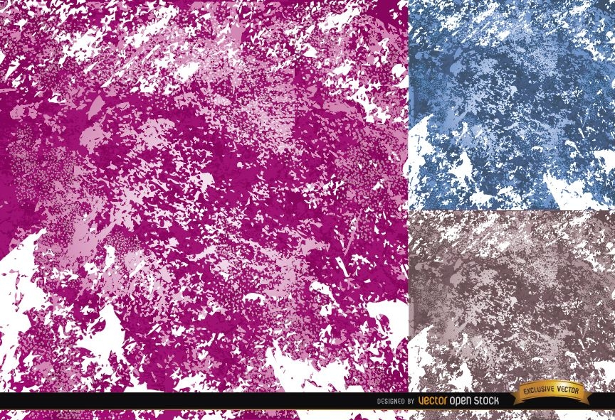 3 Grunge paint stains backgrounds