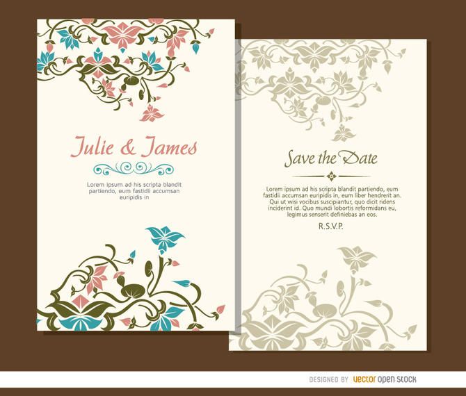 2 lindos convites de casamento floral 2 lindos convites de casamento floral