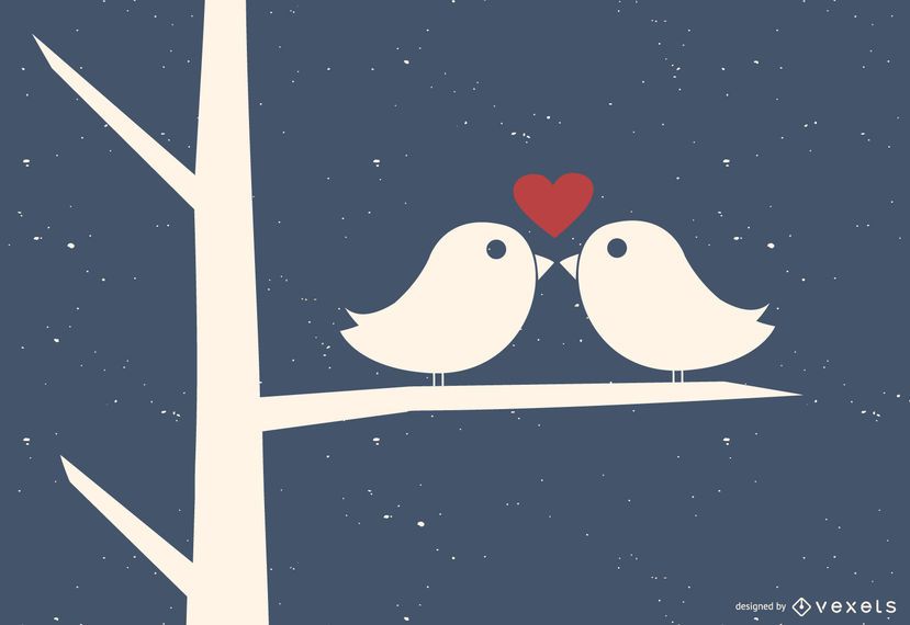 Pájaros del amor en la rama de un árbol Pájaros del amor en la rama de un árbol