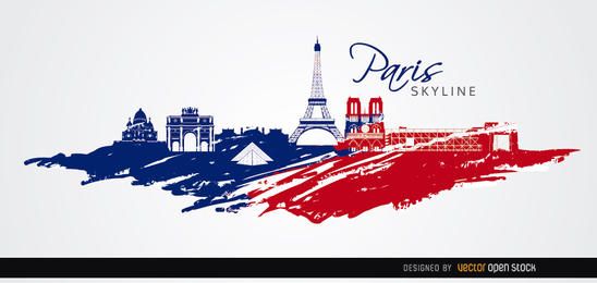 Paris skyline flag colors Paris skyline flag colors