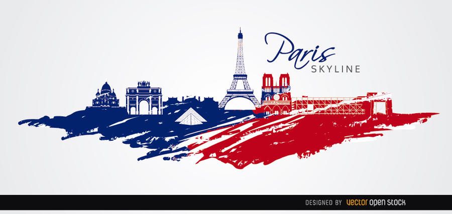 Paris skyline flag colors Paris skyline flag colors