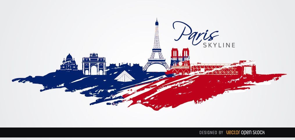Paris Skyline Flagge Farben