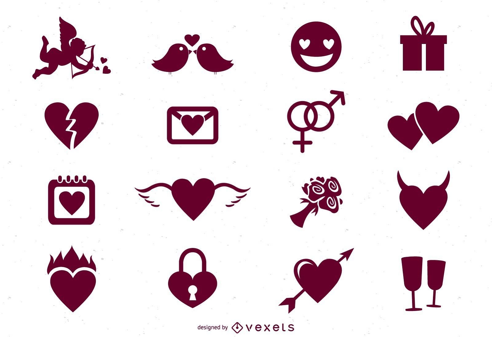 16 ícones mínimos de namorados
