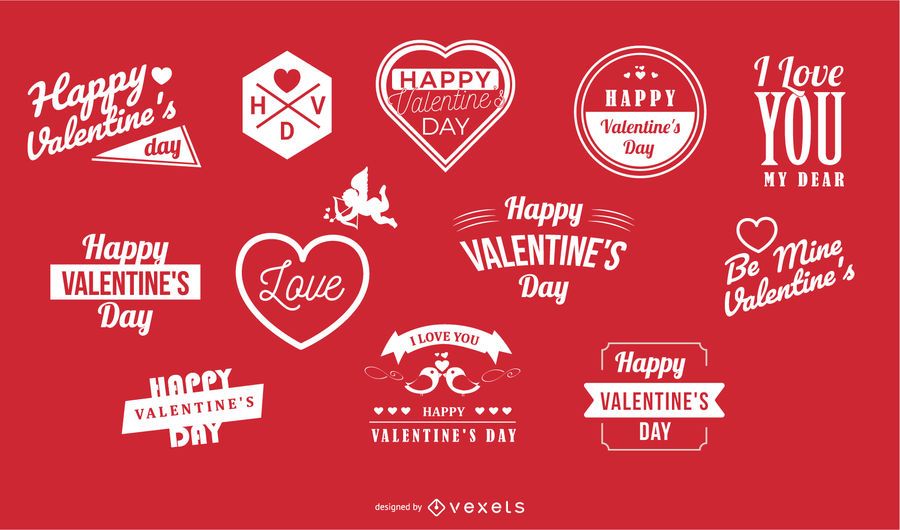 Valentines Typography & Labels Pack Valentines Typography & Labels Pack