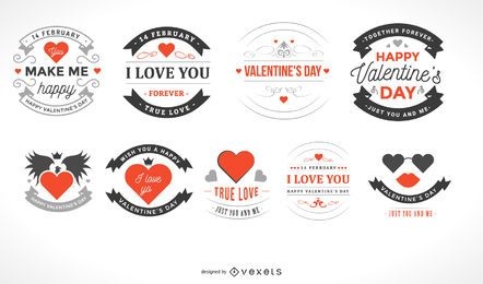 Hermoso paquete de etiquetas de citas de San Valentín