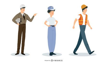 Ingeniero constructor y personajes electricistas Ingeniero constructor y personajes electricistas