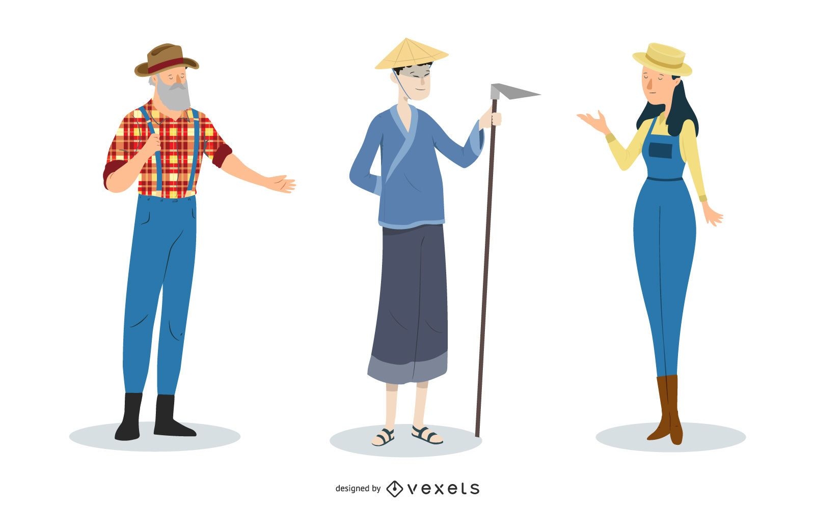 Personagens masculinos femininos fazendeiros descolados