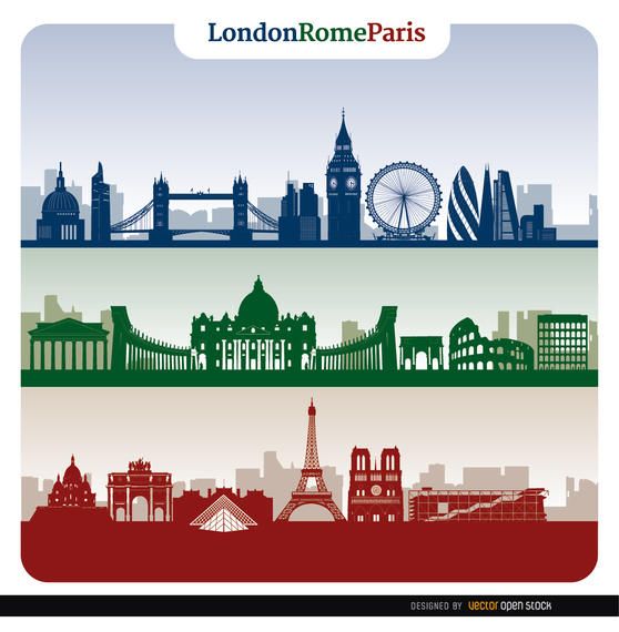 Banners de horizonte de Londres Roma París Banners de horizonte de Londres Roma París