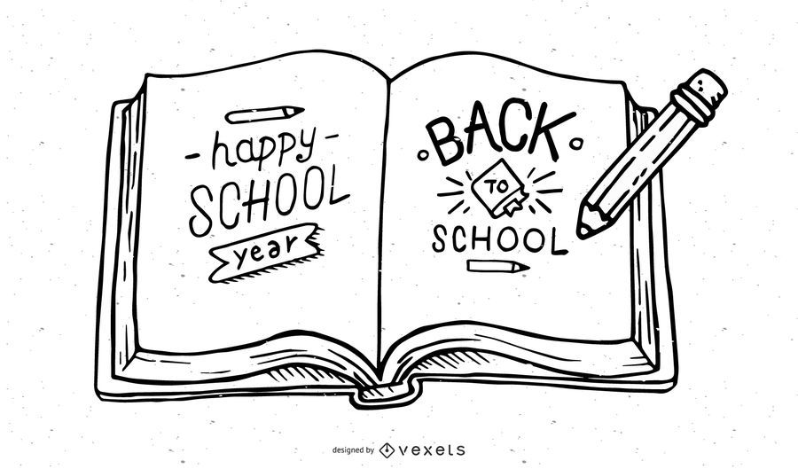 Esboço de lápis de volta à ilustração de escola Esboço de lápis de volta à ilustração de escola