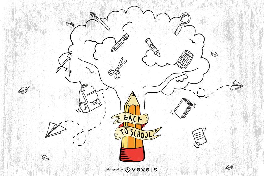 Pencil Tree with Education Icons Pencil Tree with Education Icons