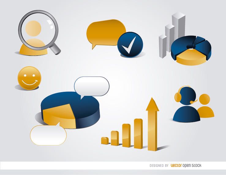 7 Infographic statistics 3D elements 7 Infographic statistics 3D elements