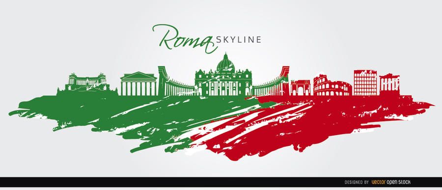 Bandera de horizonte de Roma pintado Bandera de horizonte de Roma pintado