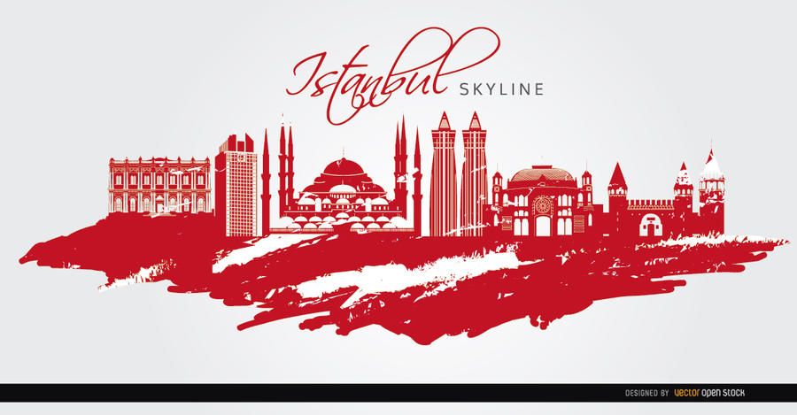 Istanbul landmarks painted red Istanbul landmarks painted red