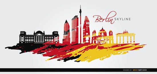 Berlin Skyline Flagge gemalt Hintergrund
