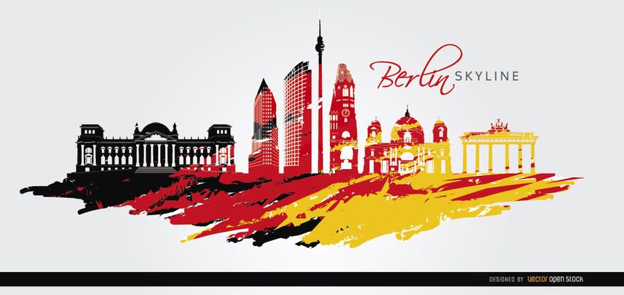 Bandera de horizonte de Berlín pintado de fondo Bandera de horizonte de Berlín pintado de fondo