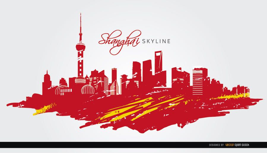 Bandera del horizonte de shanghai pintada Bandera del horizonte de shanghai pintada
