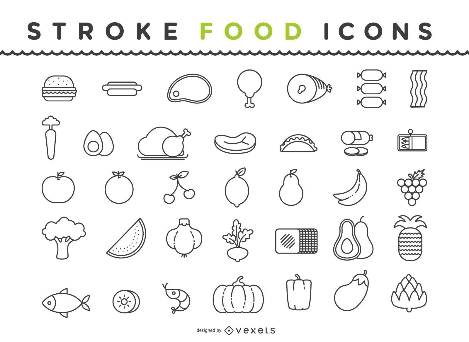 Esboço do pacote de ícones de alimentos