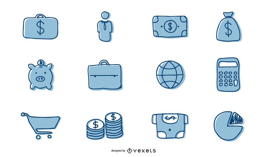 Paquete de iconos de negocios dibujados a mano Paquete de iconos de negocios dibujados a mano