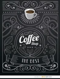 Logo de doodle de cafetería con adornos