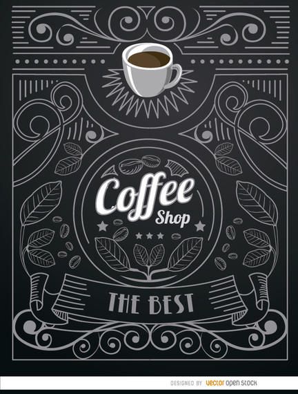 Coffee shop doodle logo with ornaments Coffee shop doodle logo with ornaments