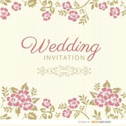 Manga de convite de casamento com folhas florais