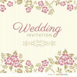 Manga de invitación de boda de hojas florales