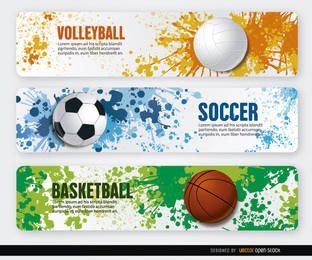 Banners de grunge de futebol de basquete de vôlei