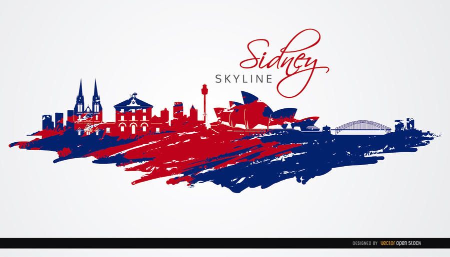 Sydney skyline painted flag colors Sydney skyline painted flag colors