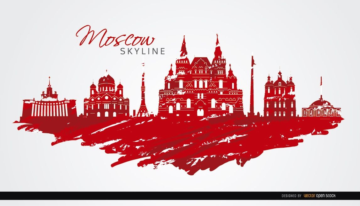 Moskau Skyline gemalte Flaggenfarben