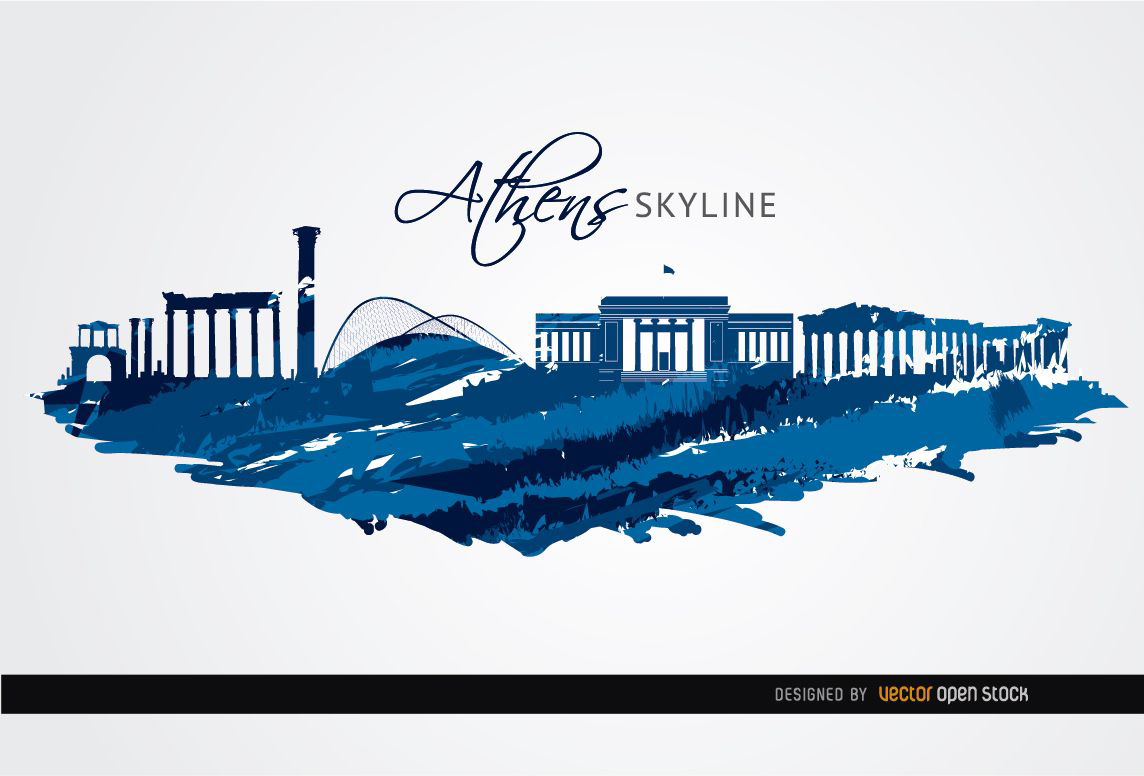 Athens landmarks painted blue