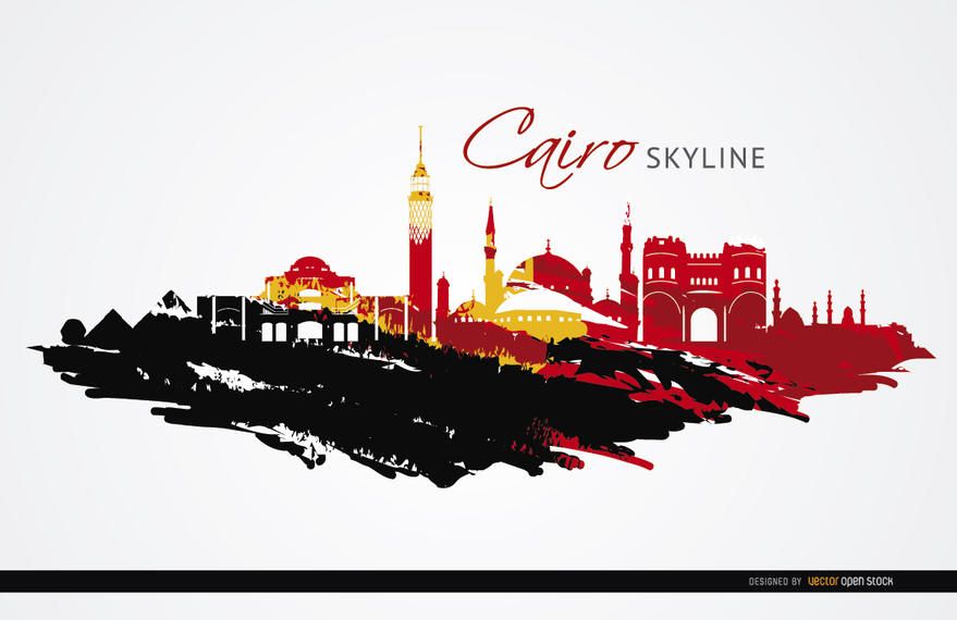 Cairo landmarks painted flag Cairo landmarks painted flag