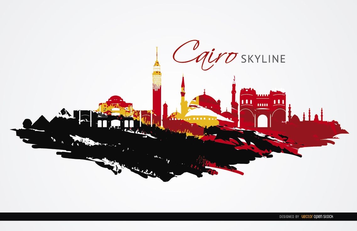 Kairo Wahrzeichen gemalte Flagge