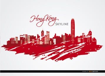 Hong Kong city buildings painted red