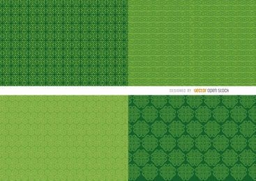 4 padrões de fundo verde de São Patrício
