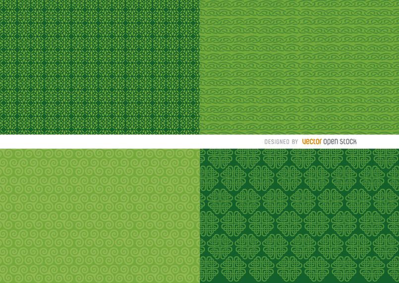4 patrones de fondo verde de San Patricio 4 patrones de fondo verde de San Patricio