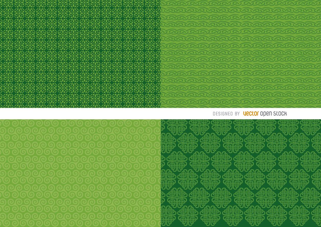 4 St. Patrick's green background patterns