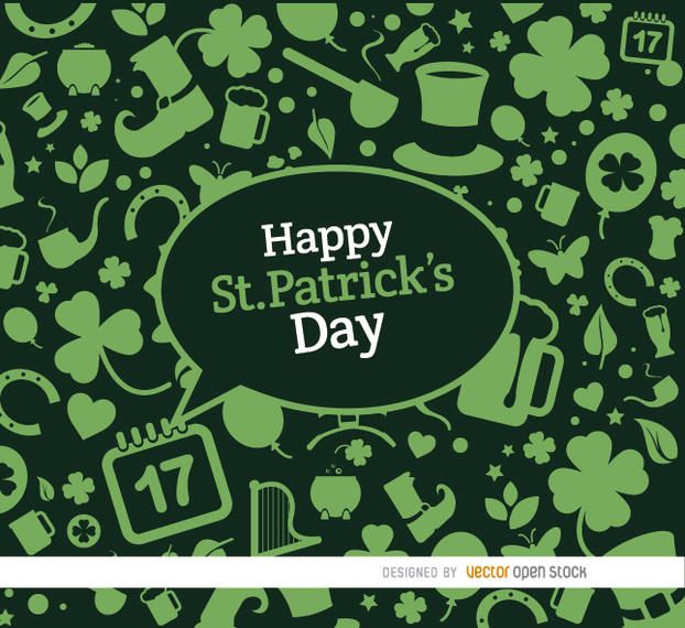 St. Patrick?s elements green background St. Patrick?s elements green background