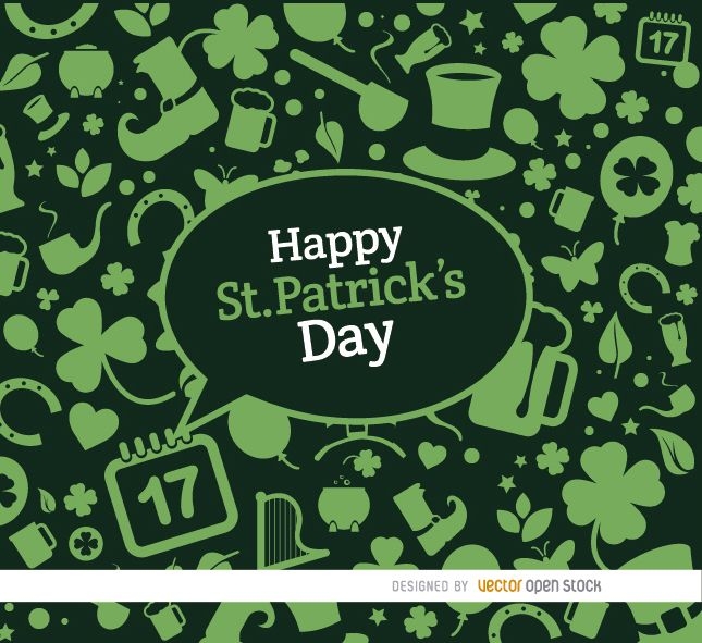 Grüner Hintergrund der St. Patrick&#39;s Elemente