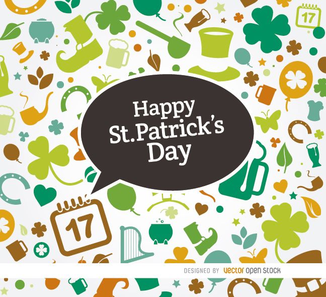 St. Patrick?s symbols colorful background