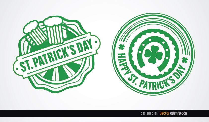 Dois emblemas redondos de St. Patrick