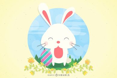 Bunny Easter with Egg & Grasses Bunny Easter with Egg & Grasses